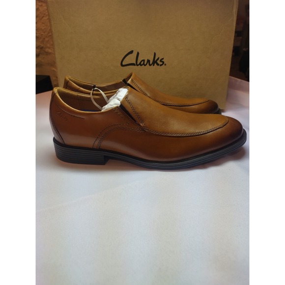 Clarks Whiddon Step Mens Dark Tan Leather Slip On Loafers Dress Shoes Size 7M - Picture 3 of 7